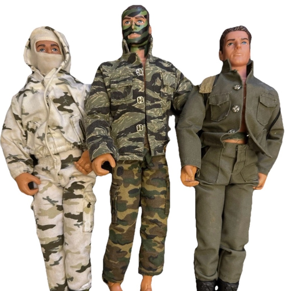 Vintage 12” Soldier Action Figures Lot 3 MIG Military Camo Uniforms Army Dolls